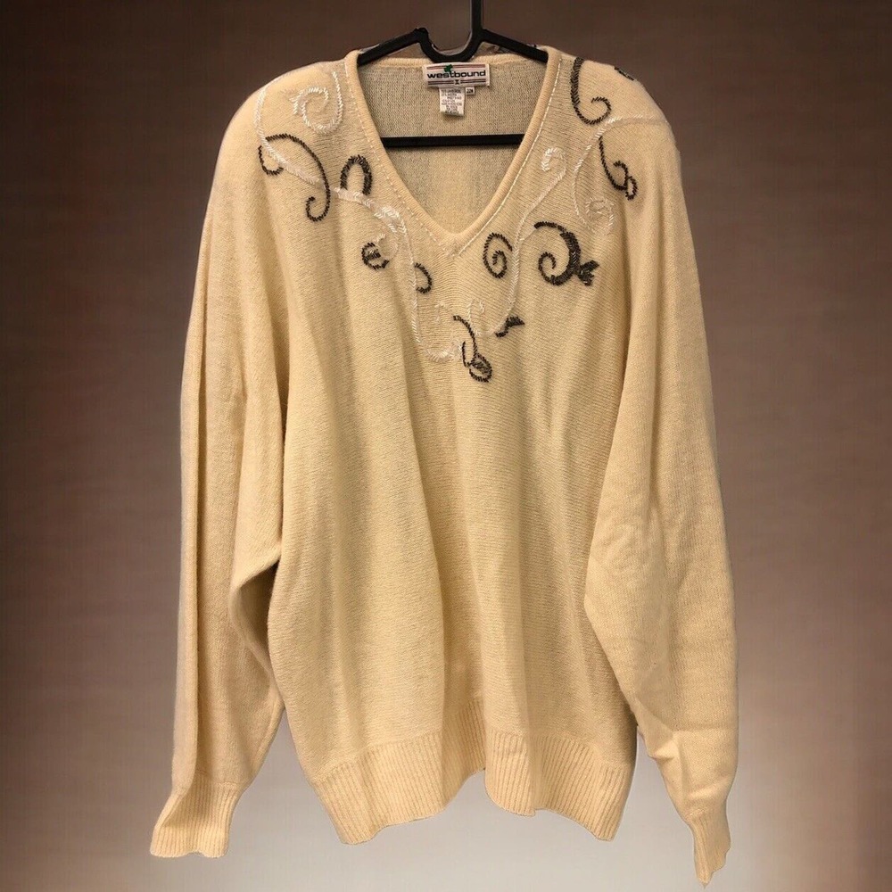 Vtg Westbound II Women’s 22W Sweater Long Sleeve Pullover Sequins Lambswool Wool